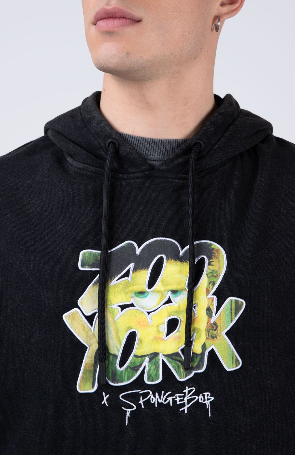 Poleron Con Gorro Bob Esponja Finearts Gris