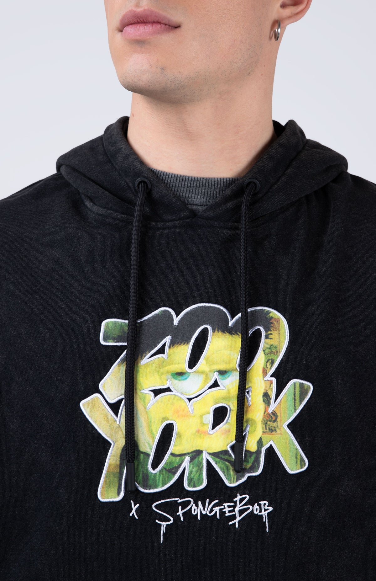Poleron Con Gorro Bob Esponja Finearts Gris
