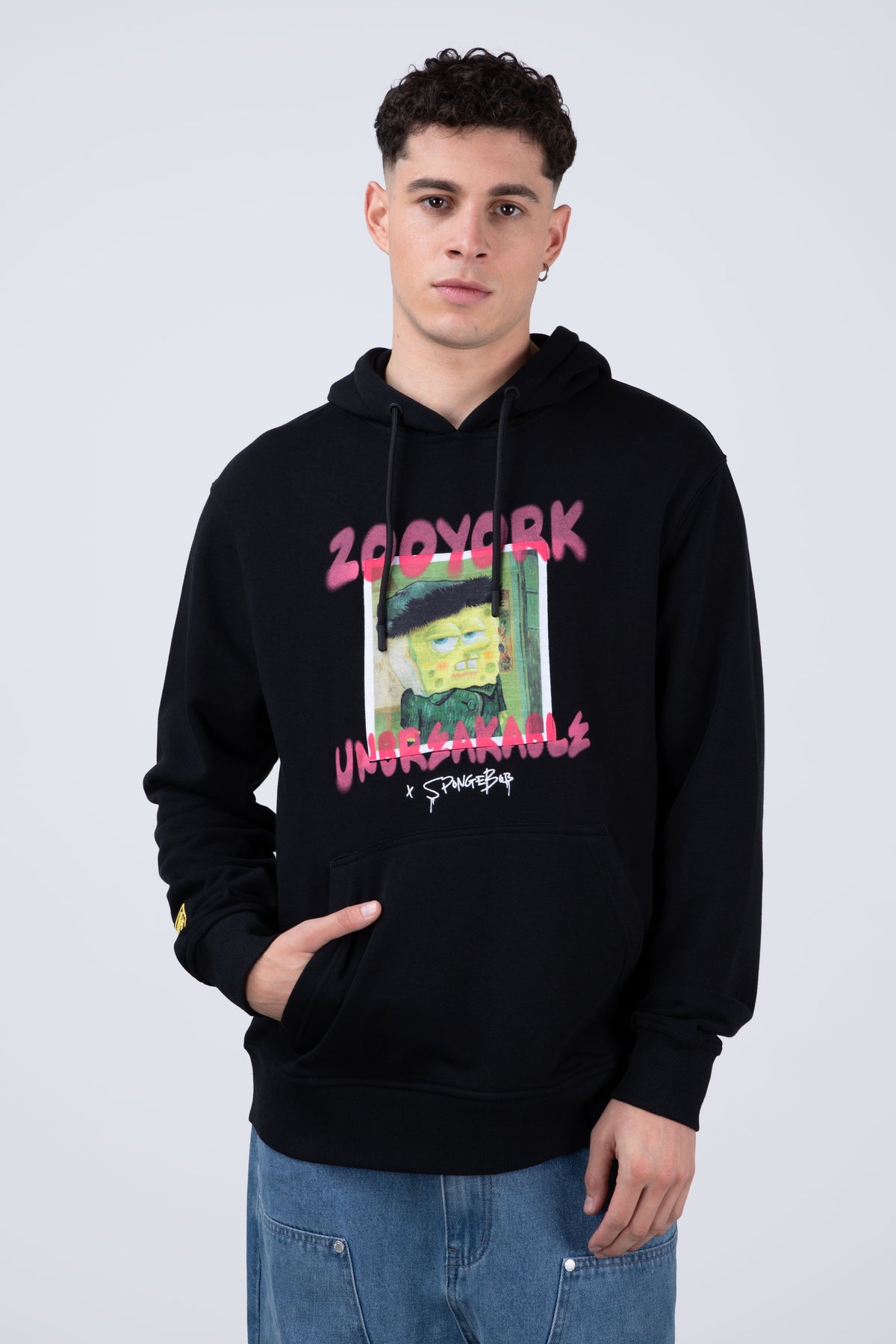Poleron Con Gorro Bob Esponja Artlegend Negro