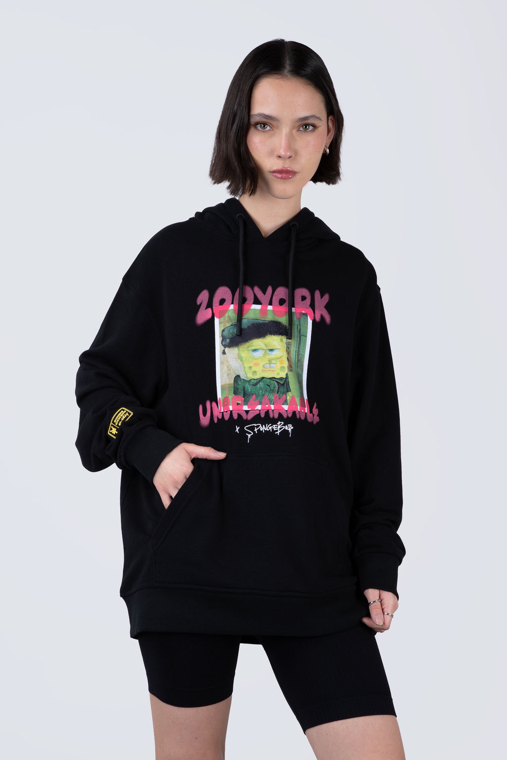 Poleron Con Gorro Bob Esponja Artlegend Negro