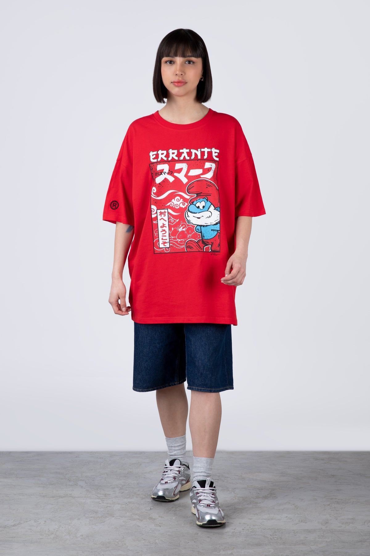 Polera Manga Corta Pitufos Sensei Rojo