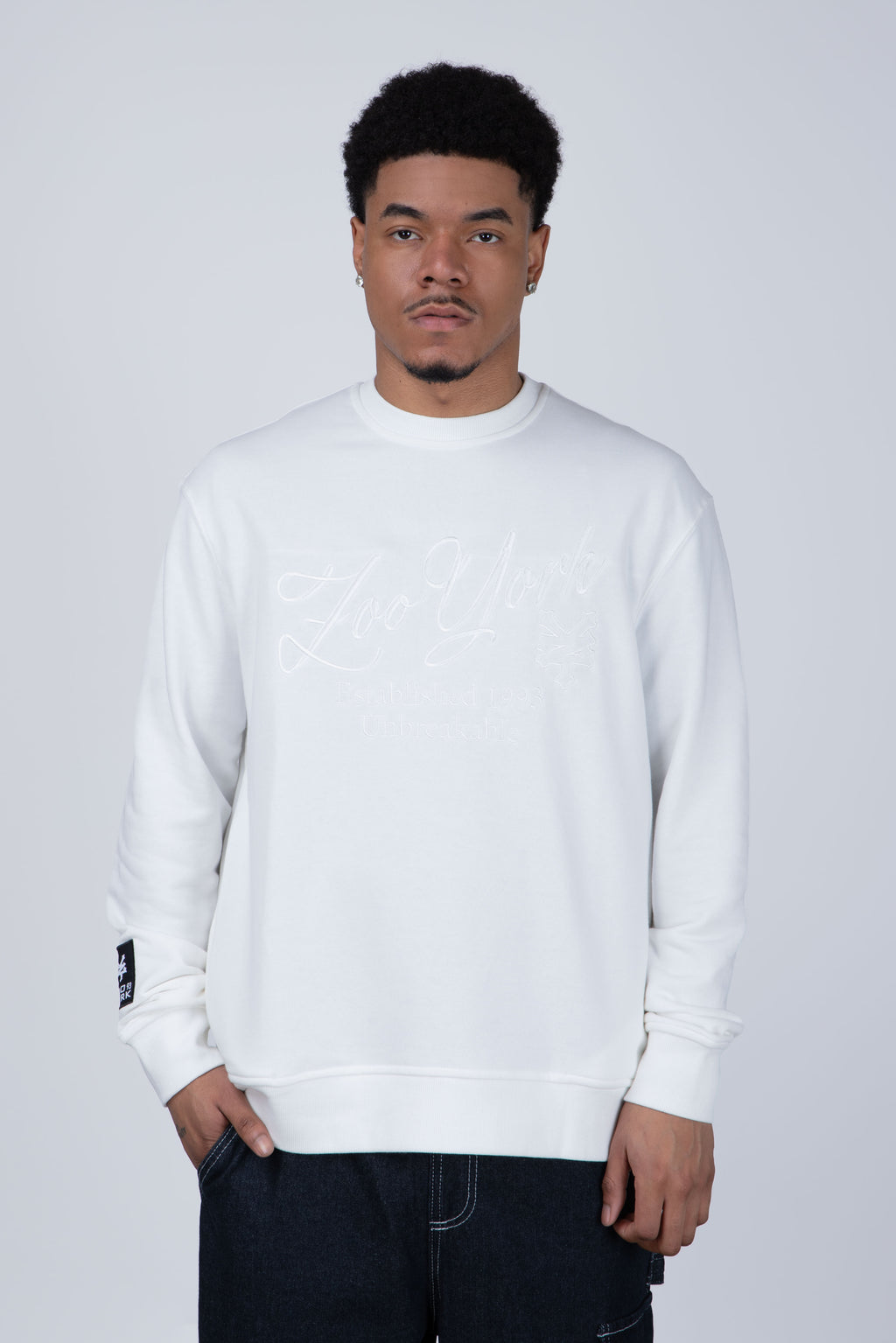 Poleron Cuello Redondo Roots Blanco