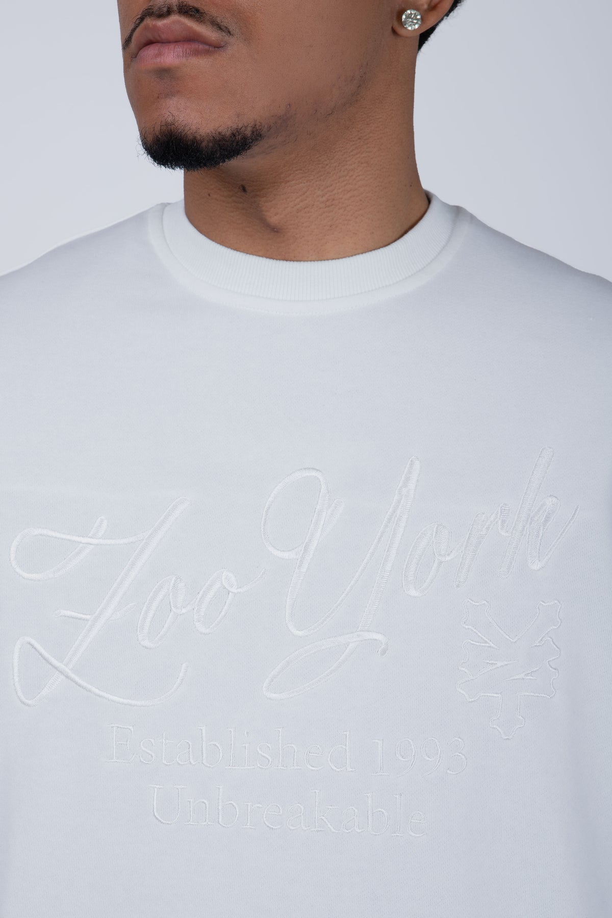 Poleron Cuello Redondo Roots Blanco