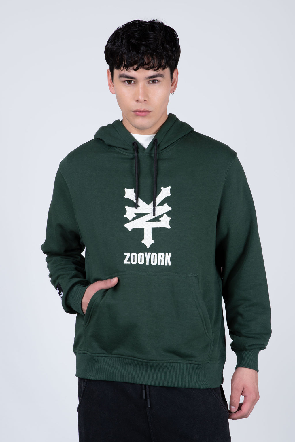Poleron Con Gorro Newyork Verde Oscuro