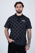 Polera Manga Corta Pique Monogram Negro