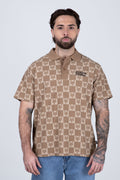 Polera Manga Corta Pique Monogram Café