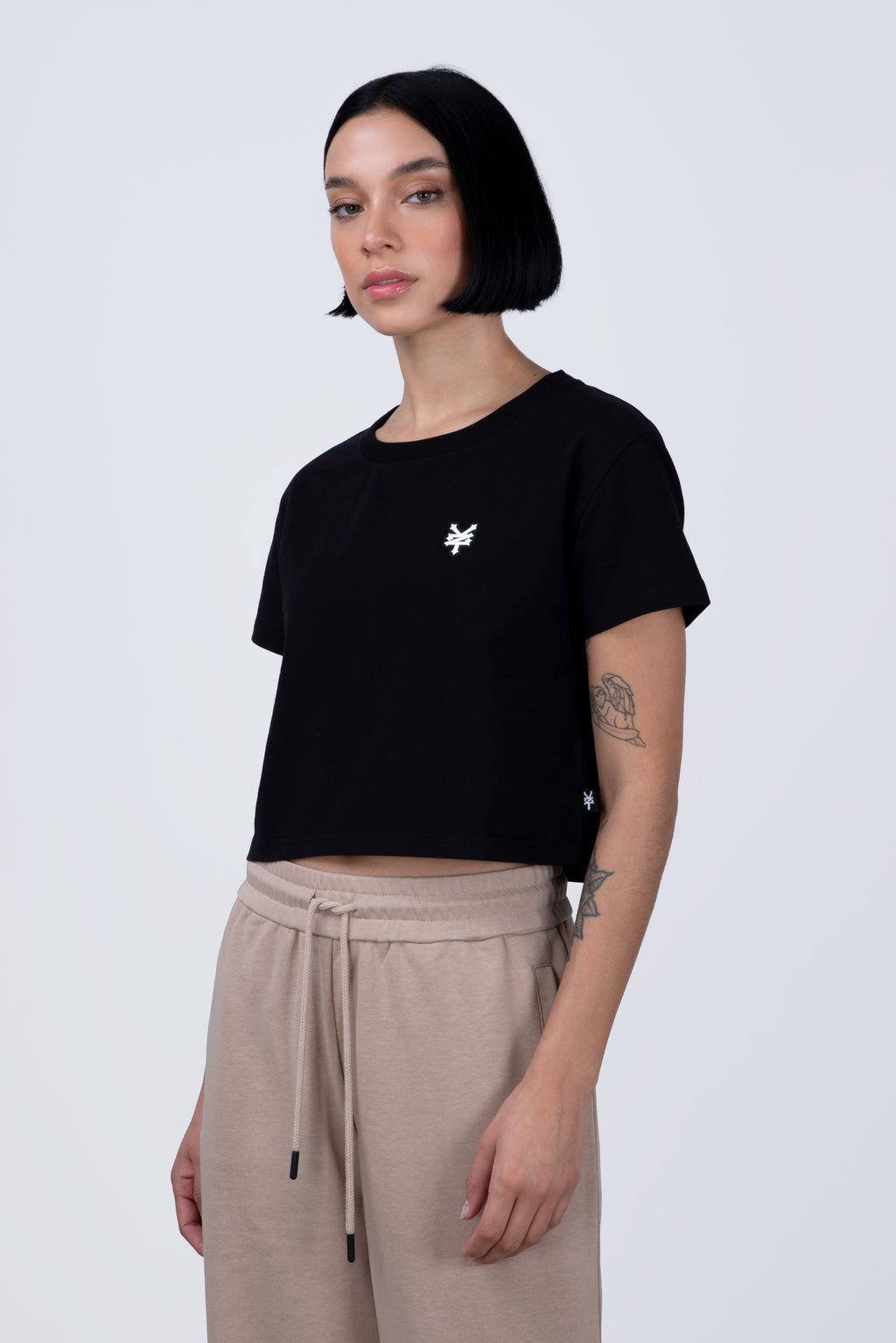 Polera Manga Corta Crop Rubber Negro