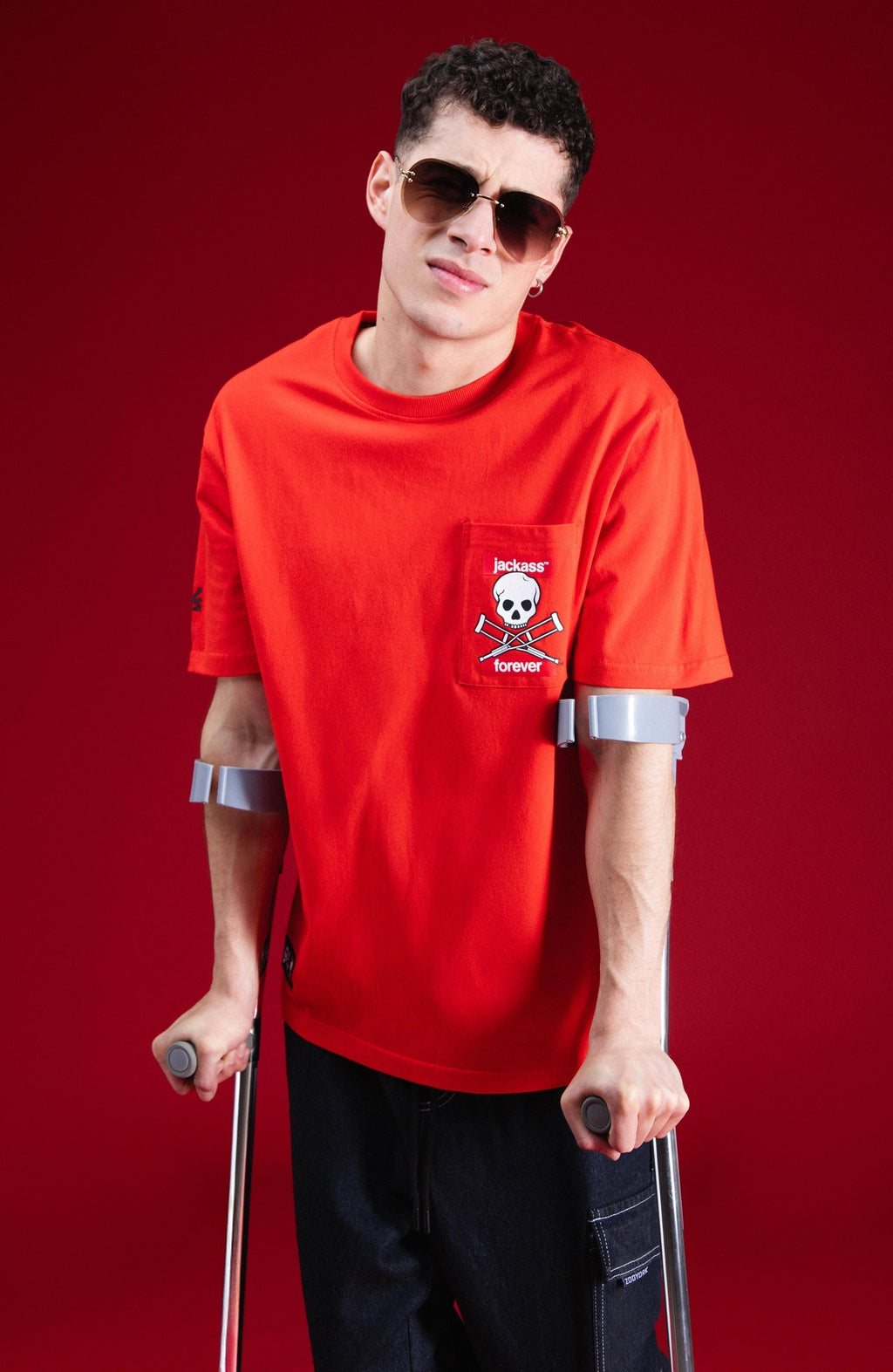 Polera Manga Corta Jackass Riot Rojo Zoo York